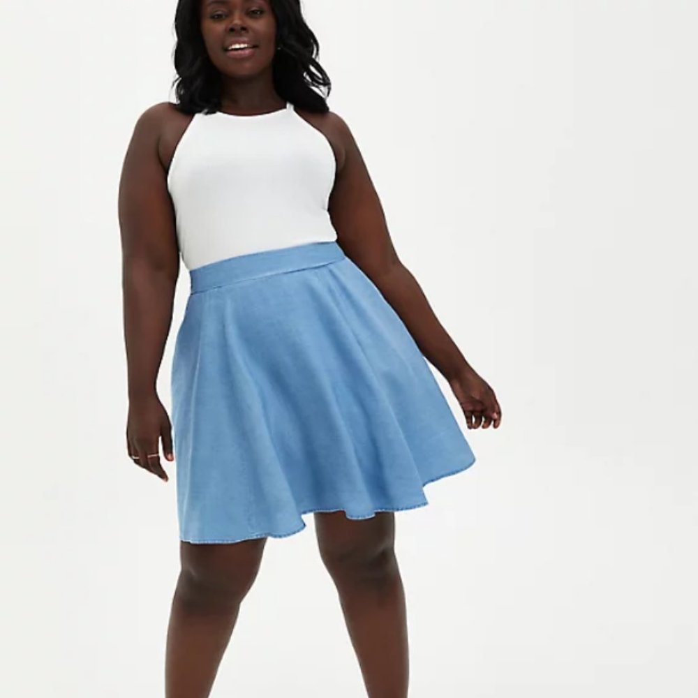 TORRID size 3 Chambray Mini Skater Skirt